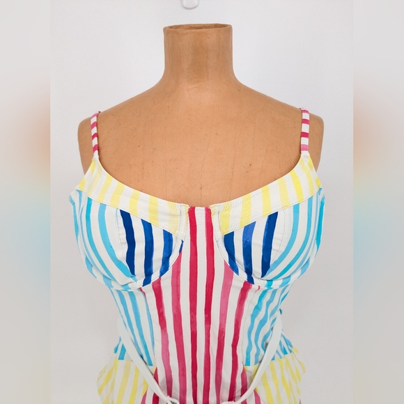 Solid & Striped The Spencer One Piece Colorblock Watercolor Stripe Swimsuit XL - Picture 6 of 12